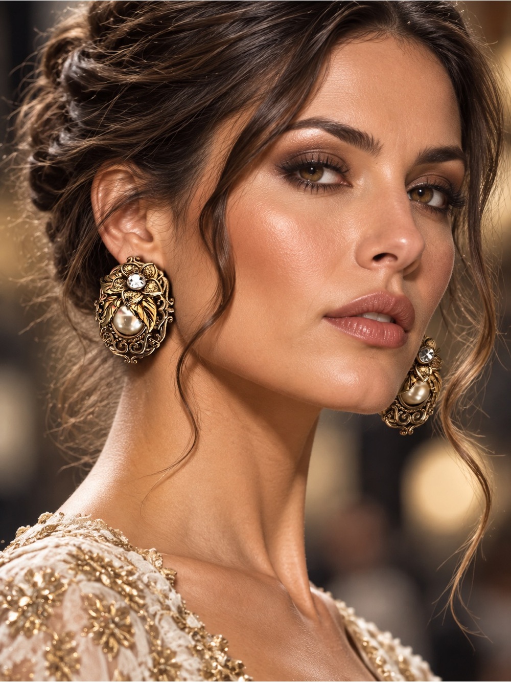 Statement pearl clip earrings
